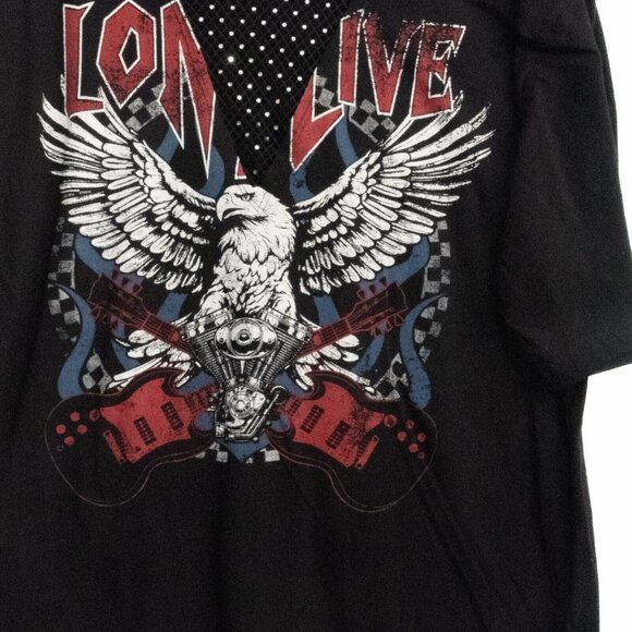 Fashion Nova Womens Black T Shirt Graphic Print Eagle and Guitar Short Sleeve 1X - Picture 6 of 7